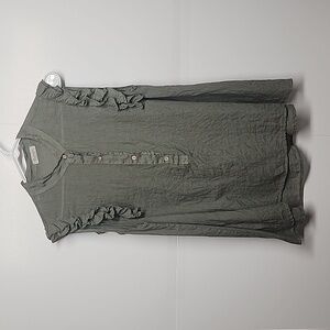 Bellambia made in Italy size L 100% LINEN sleeveless top w/ruffles. Sage green